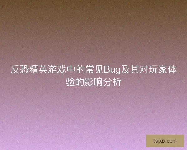 反恐精英游戏中的常见Bug及其对玩家体验的影响分析