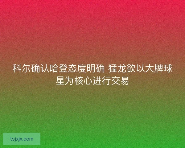 科尔确认哈登态度明确 猛龙欲以大牌球星为核心进行交易
