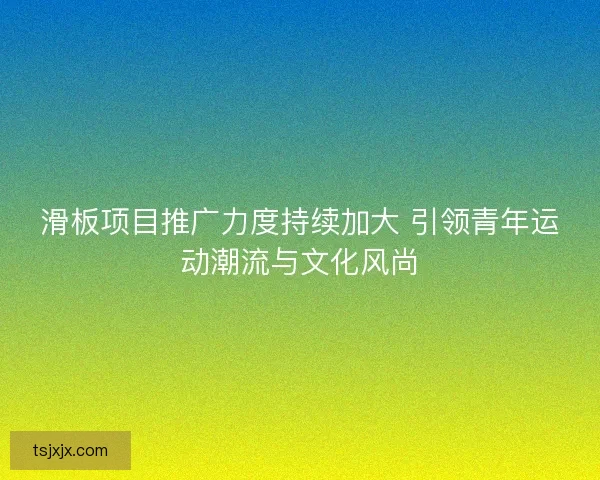 滑板项目推广力度持续加大 引领青年运动潮流与文化风尚