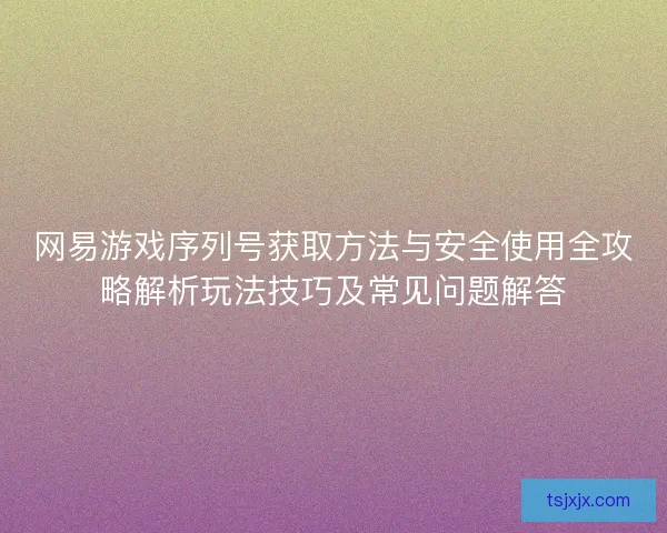 网易游戏序列号获取方法与安全使用全攻略解析玩法技巧及常见问题解答